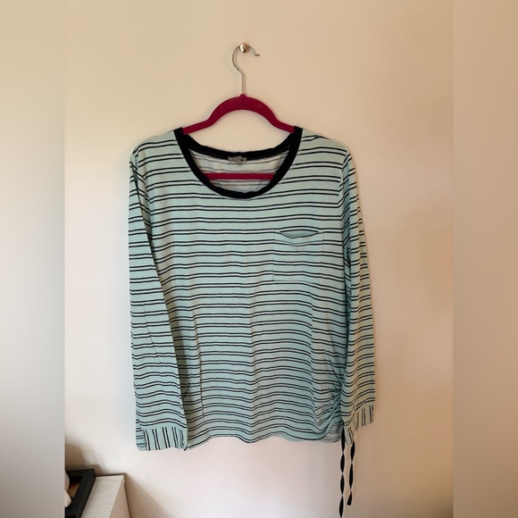 T by Talbots Striped Blue Long Sleeve Tee - Picture 2 of 6